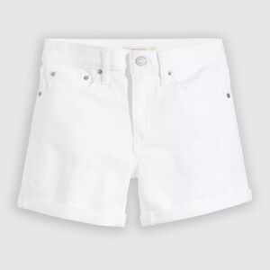 Levi's White Mid-Length Jean Shorts